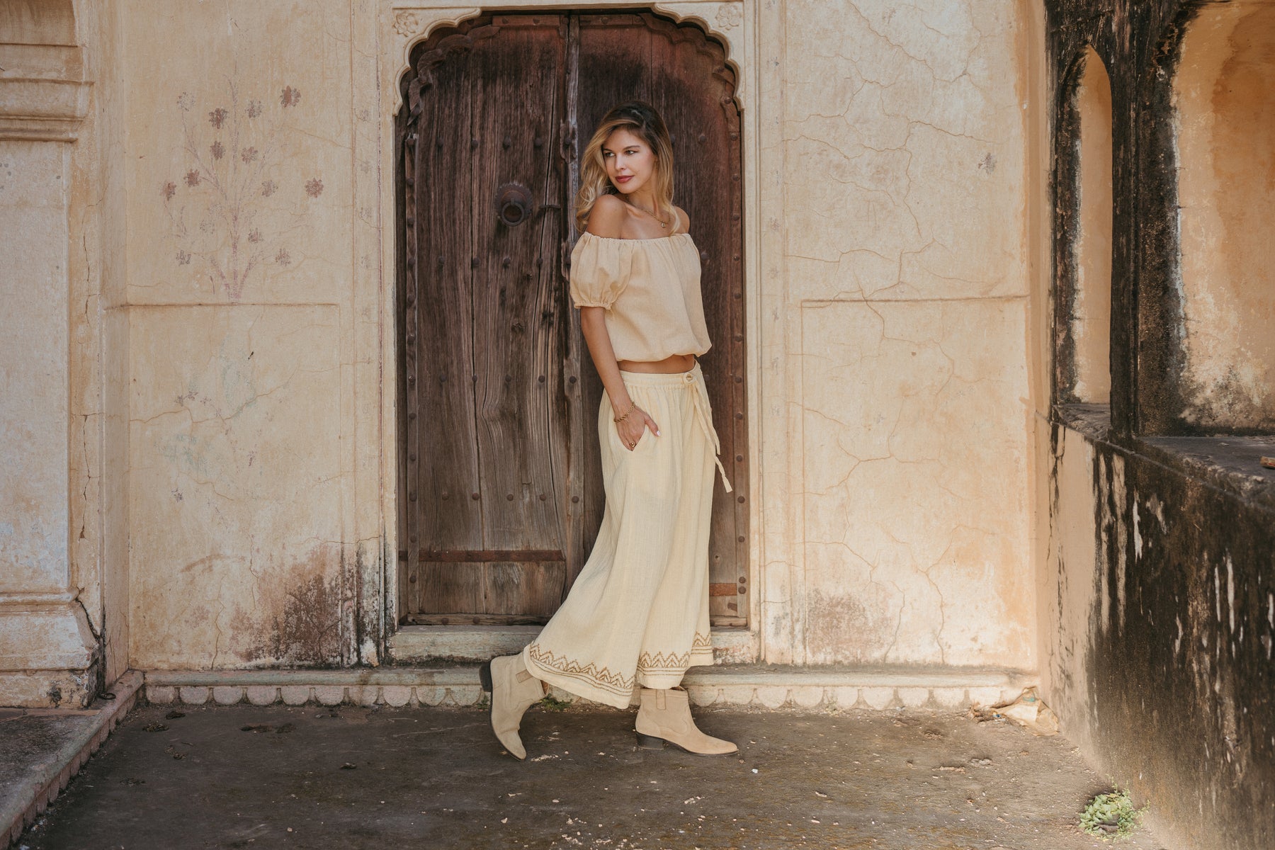 Pantalon ample gaze de coton
