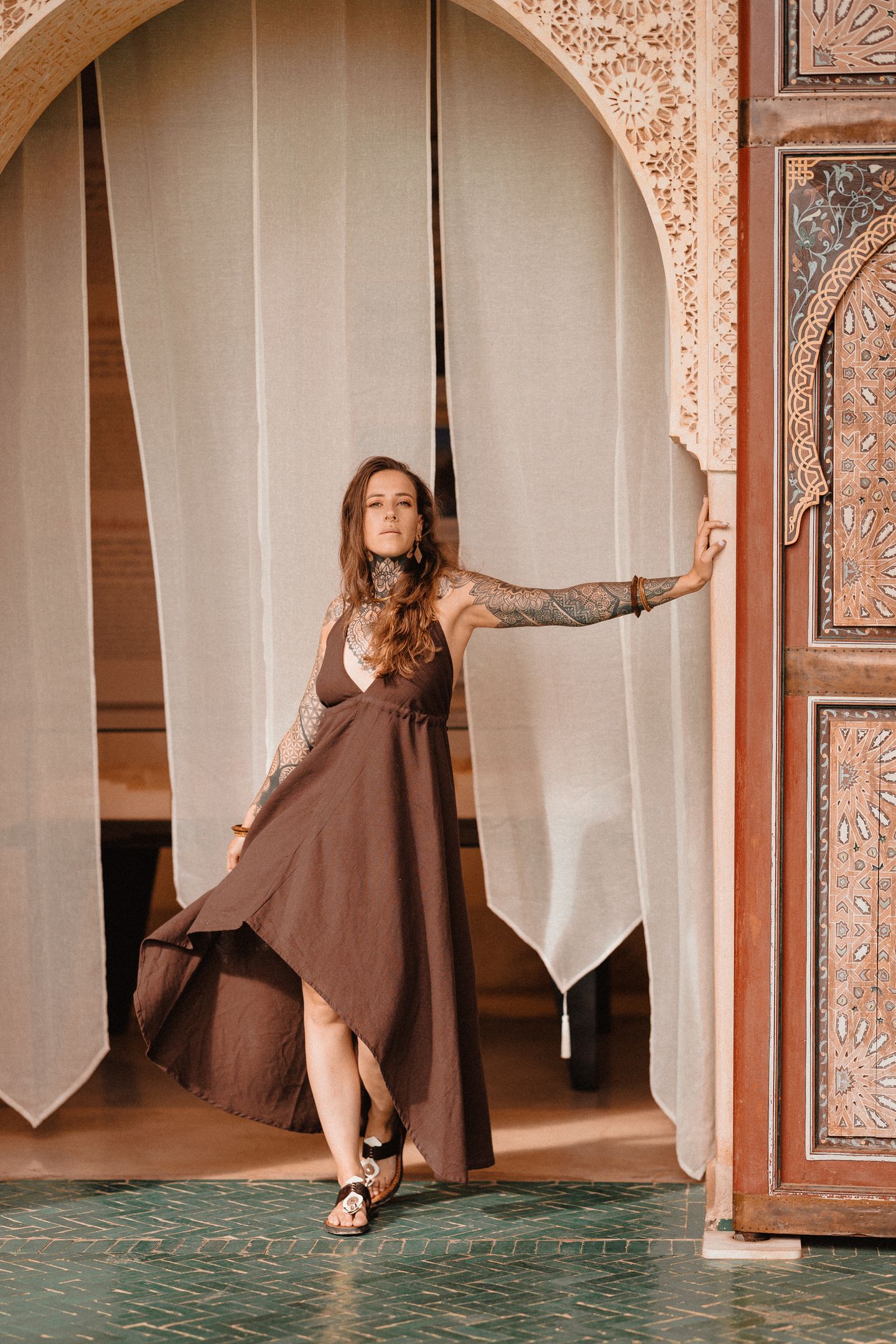 Robe longue asymétrique macraspirit