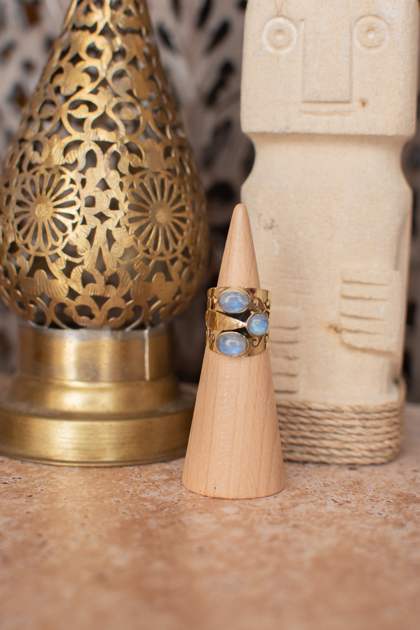Bague pierre de lune trio