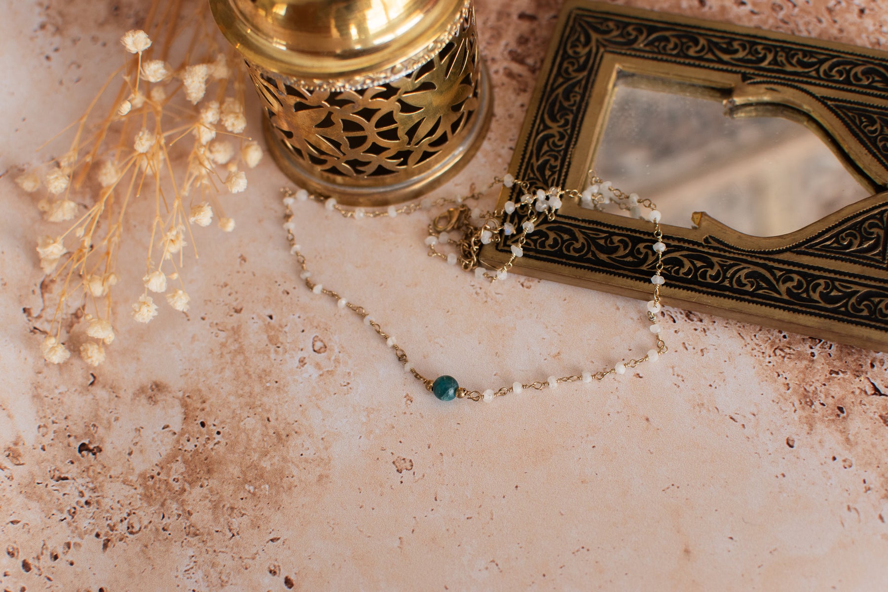 Chaine labradorite/pierre de lune