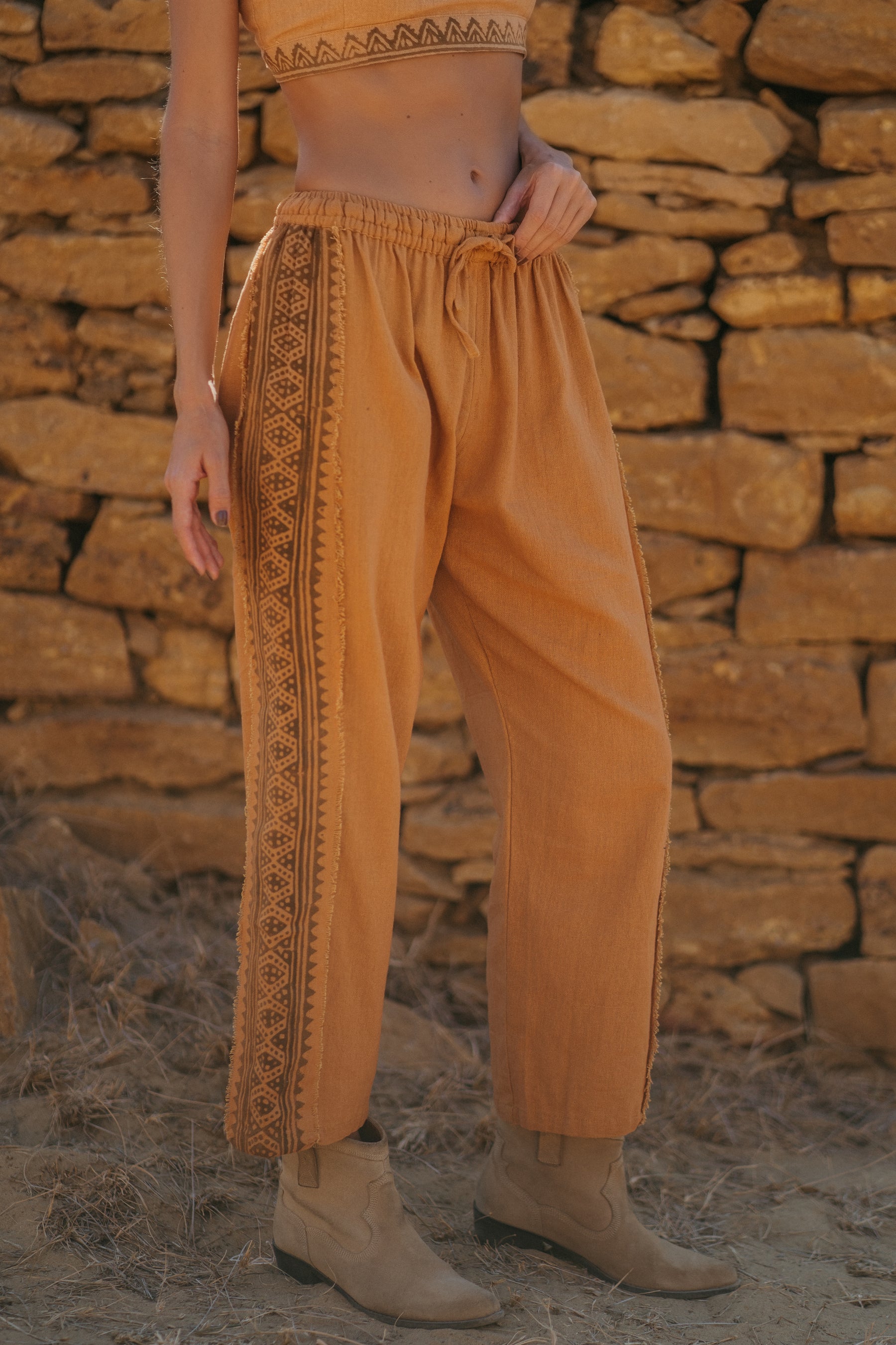Pantalon block print
