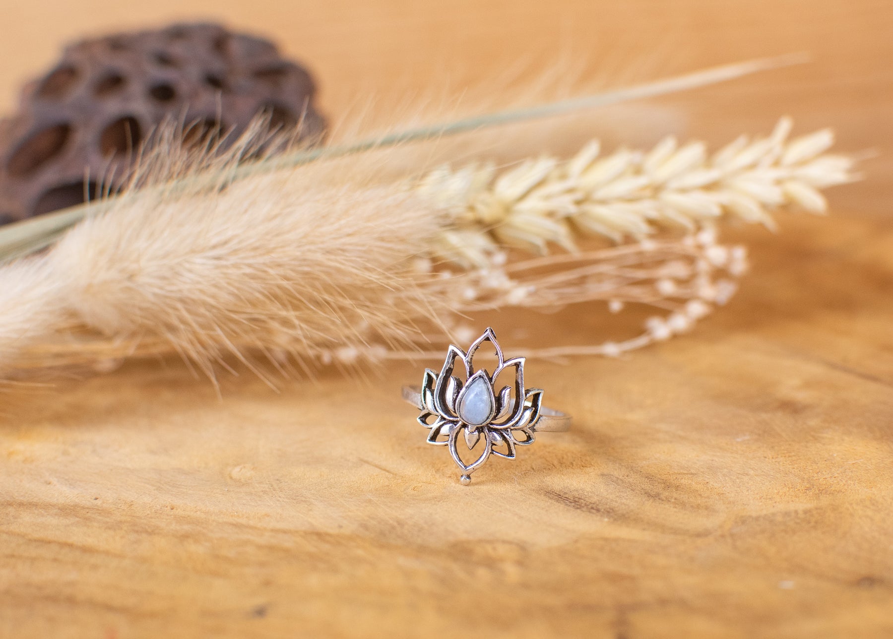 lotus labradorite ring