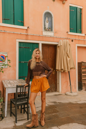Short en maille tricotée