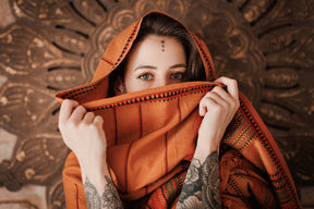 Red embroidered shawl