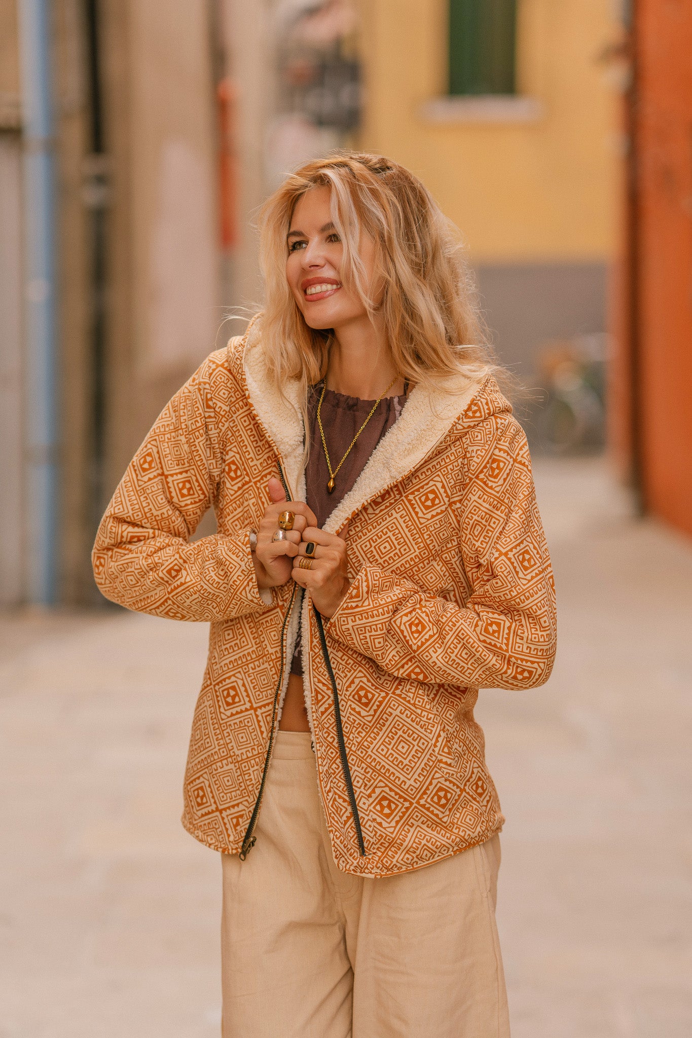 Manteau moumoute reversible