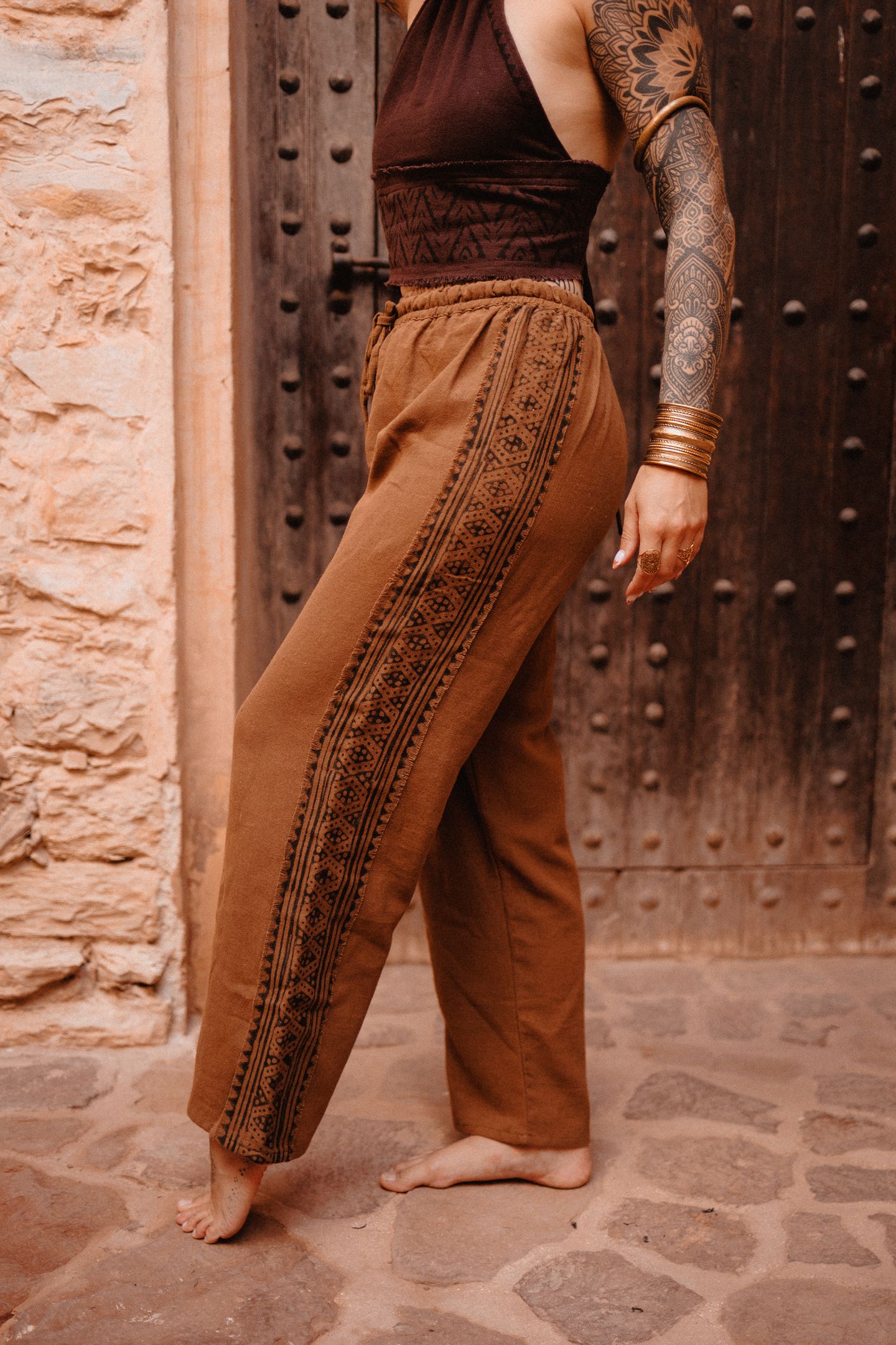 Pantalon block print