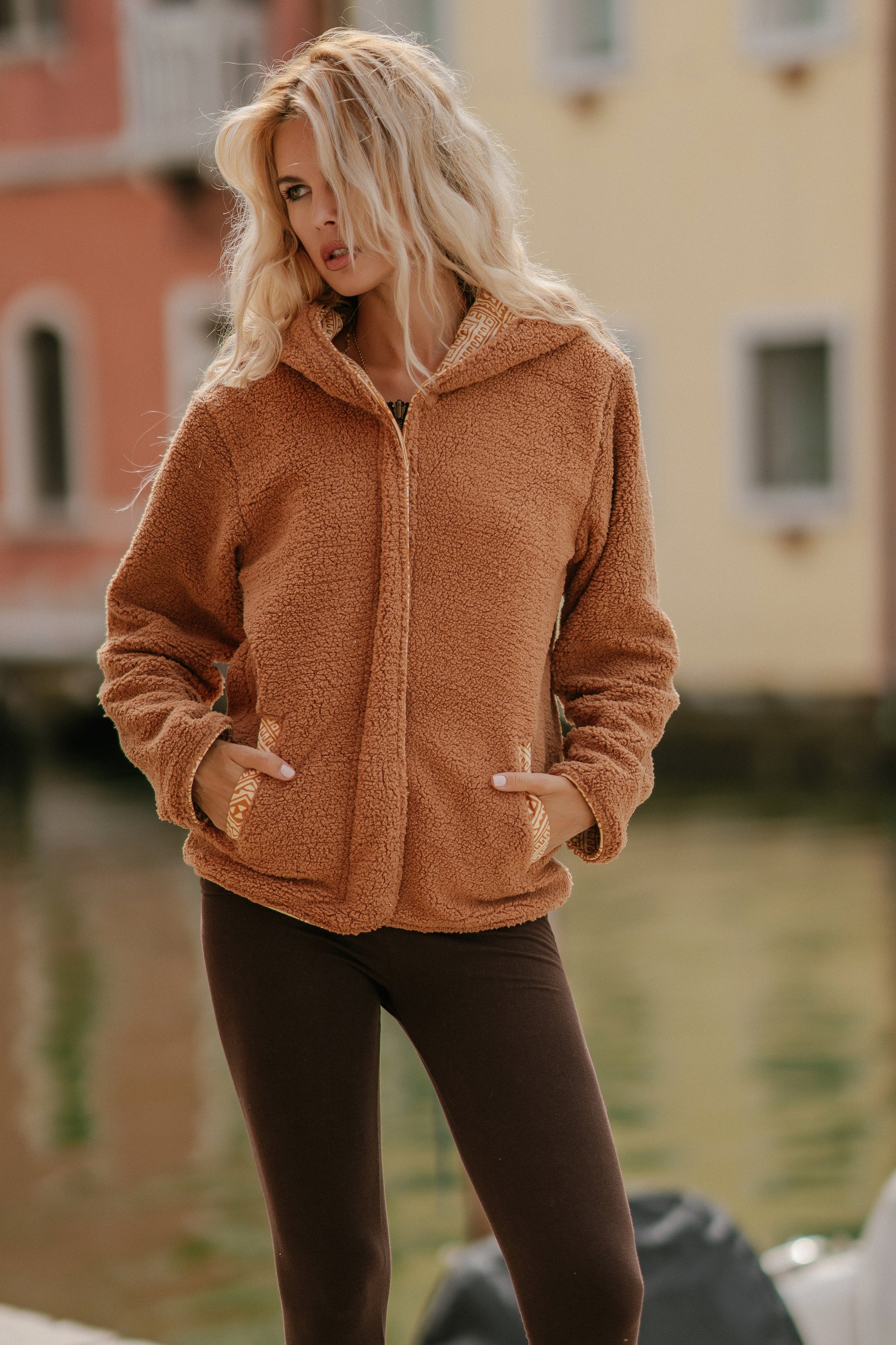 Manteau moumoute reversible