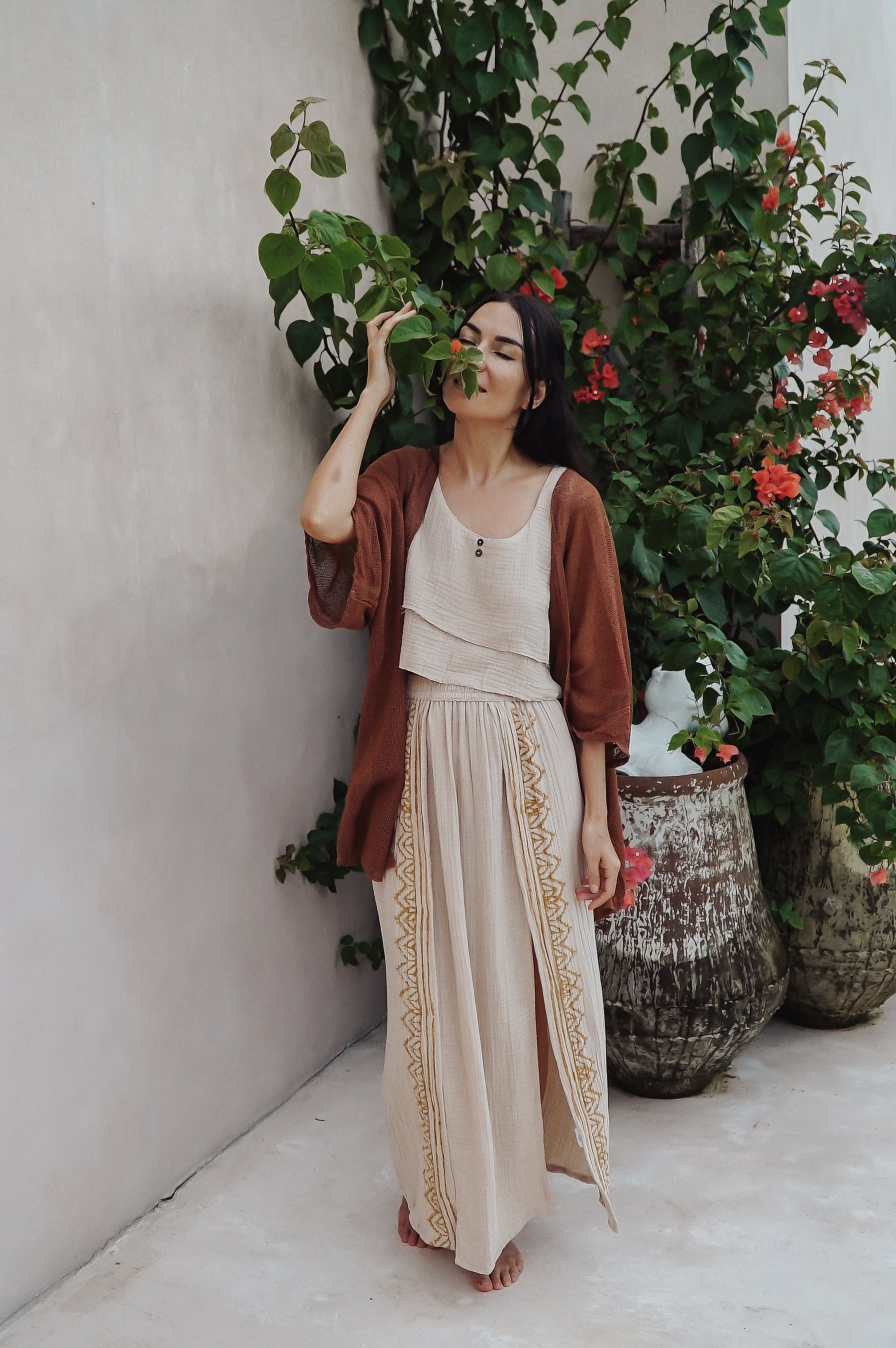 Crop top gaze de coton