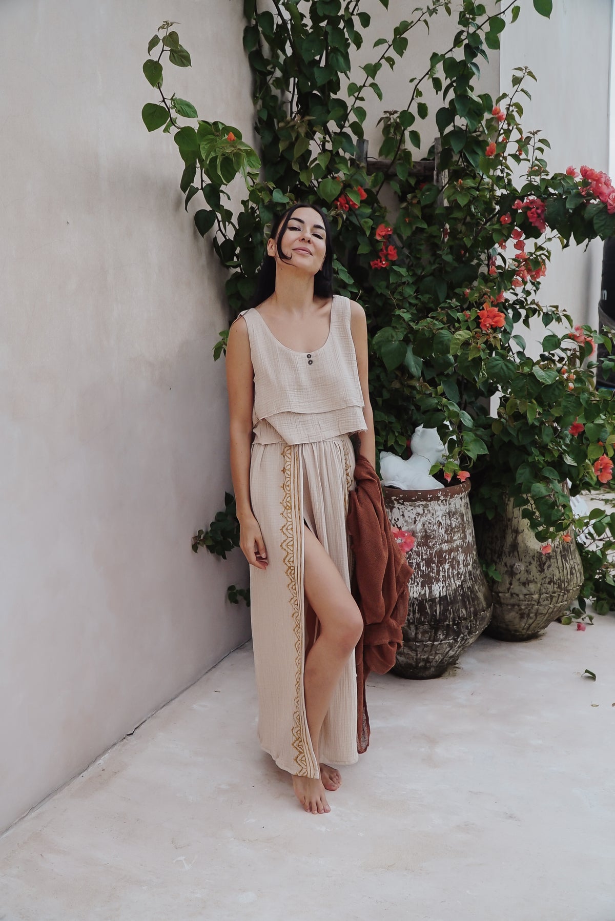 Crop top gaze de coton