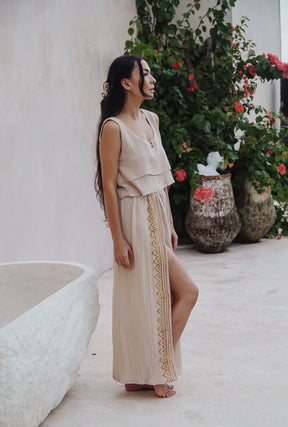 Crop top gaze de coton