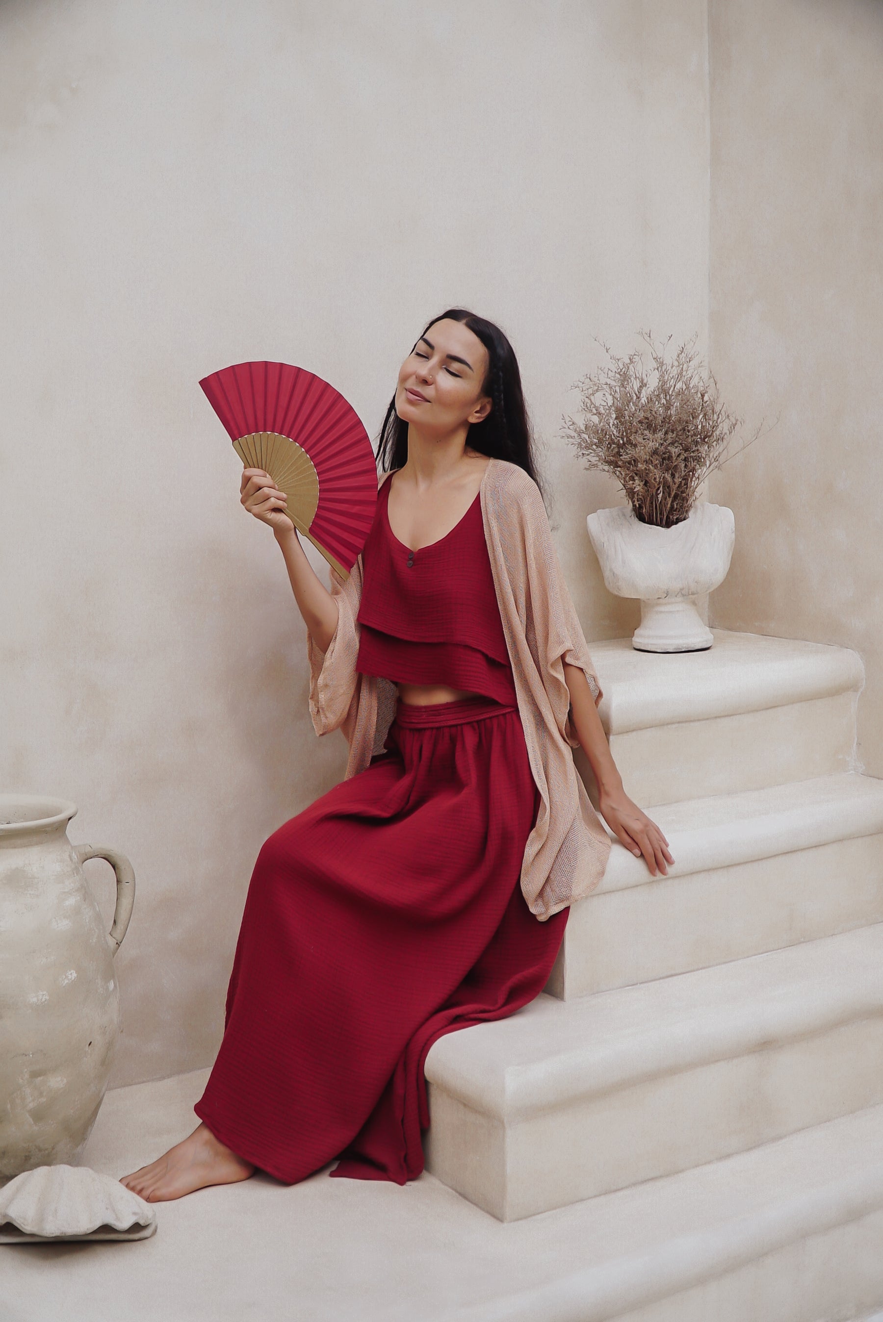 Crop top gaze de coton