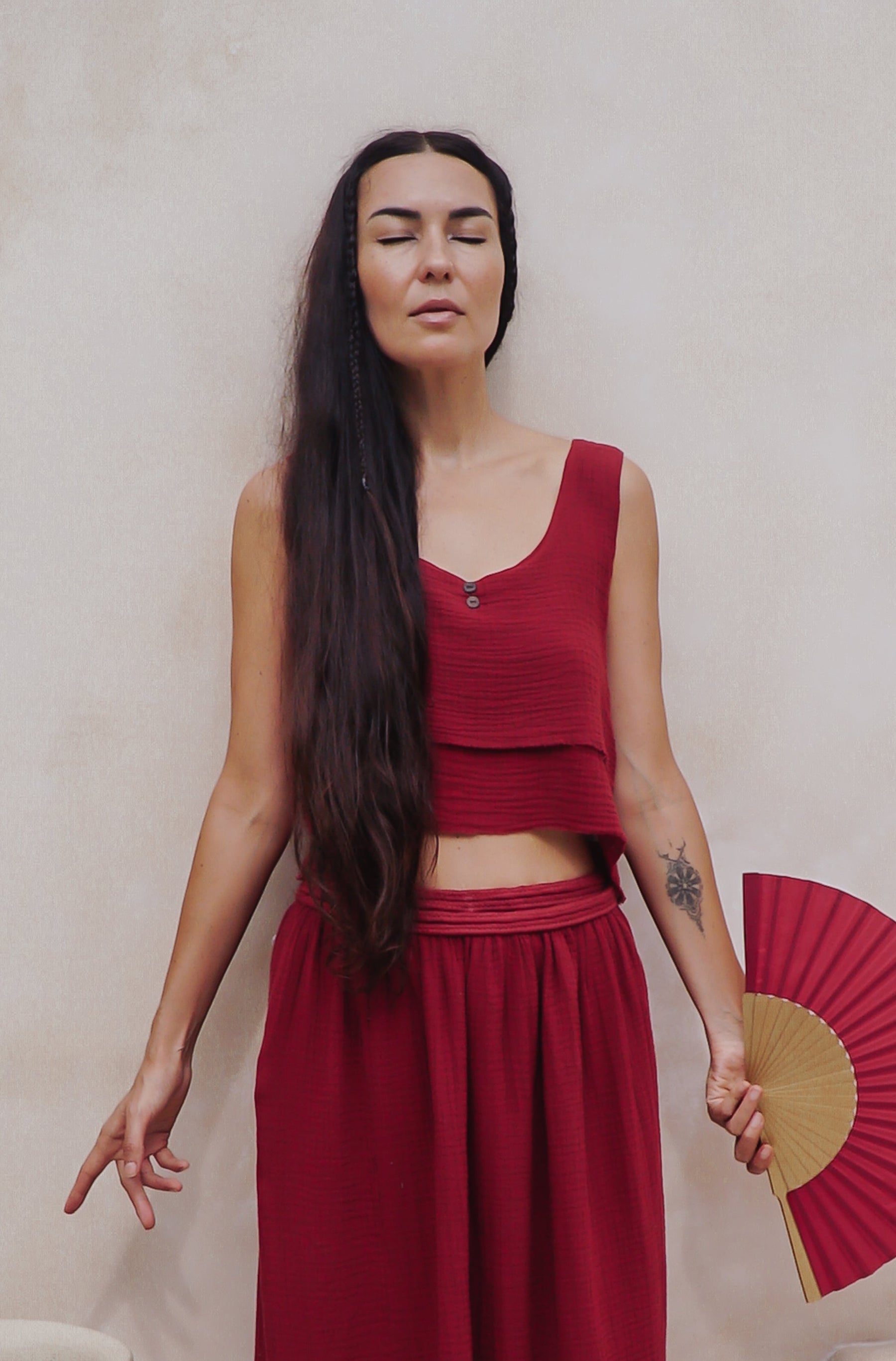 Crop top gaze de coton