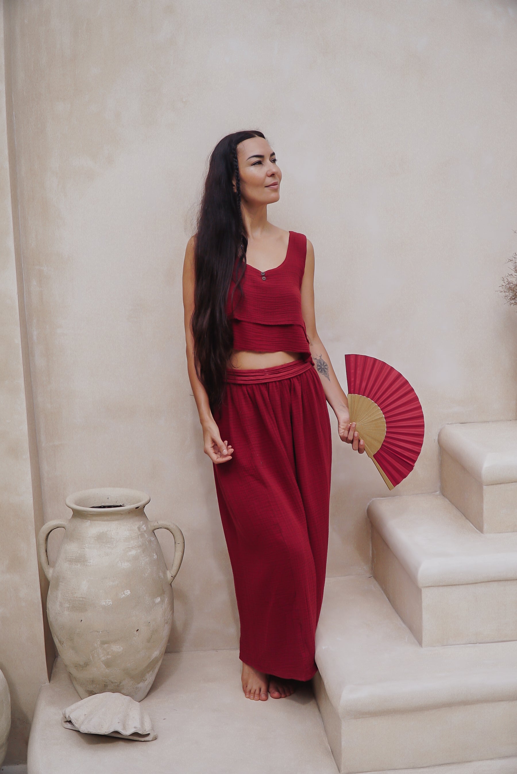 Crop top gaze de coton