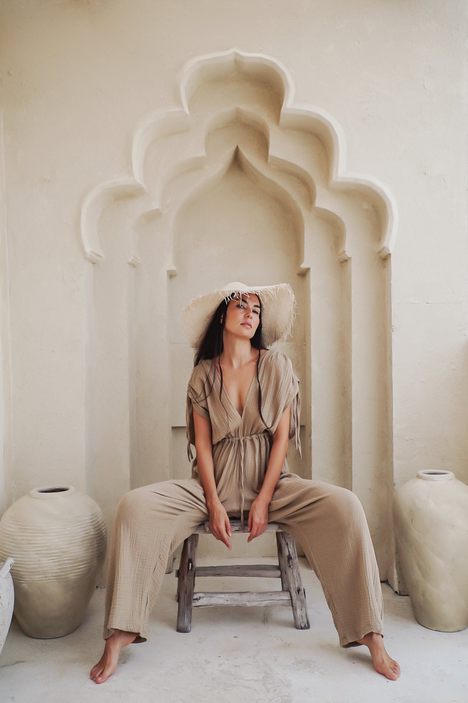 Organic cotton gauze jumpsuit