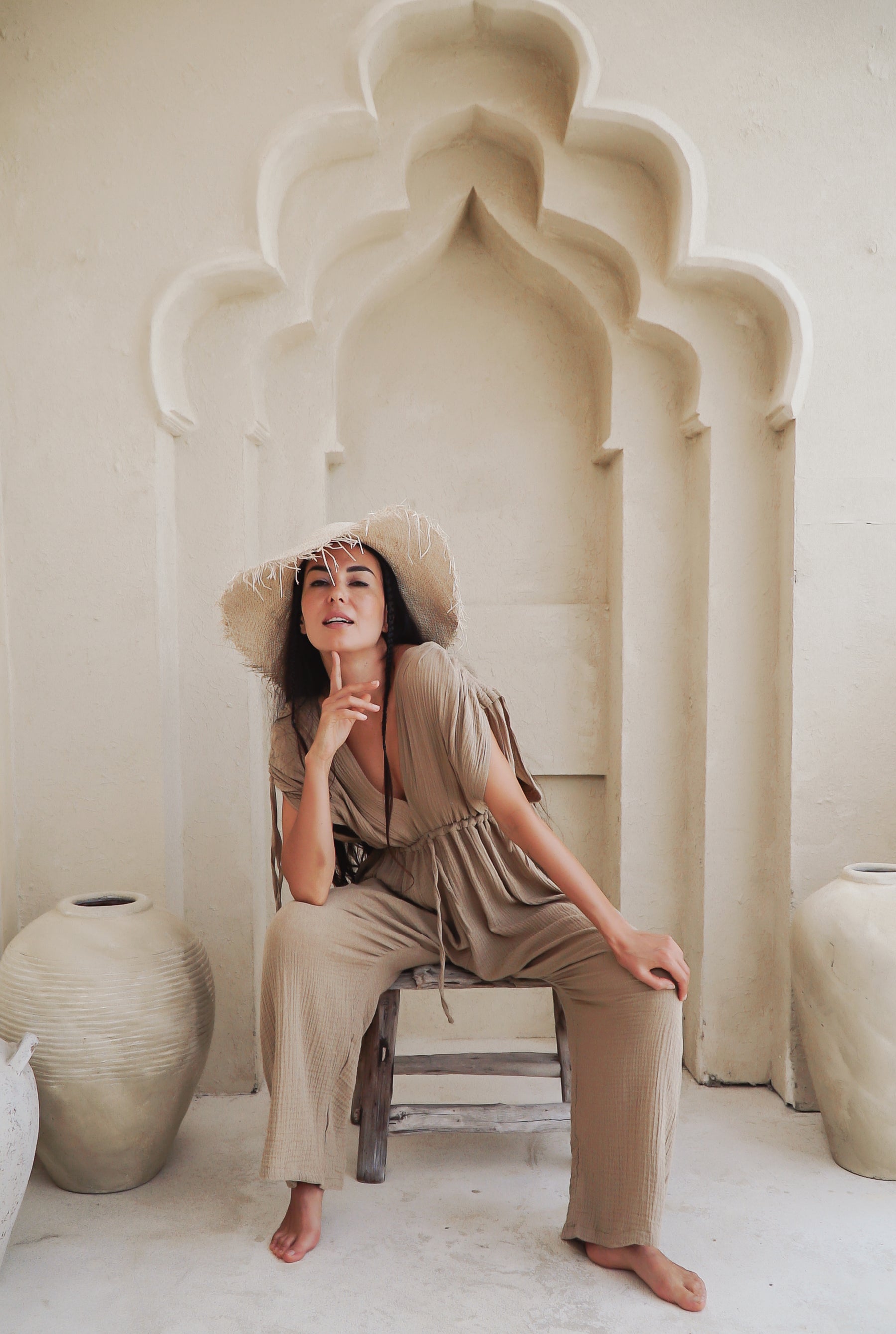 Organic cotton gauze jumpsuit