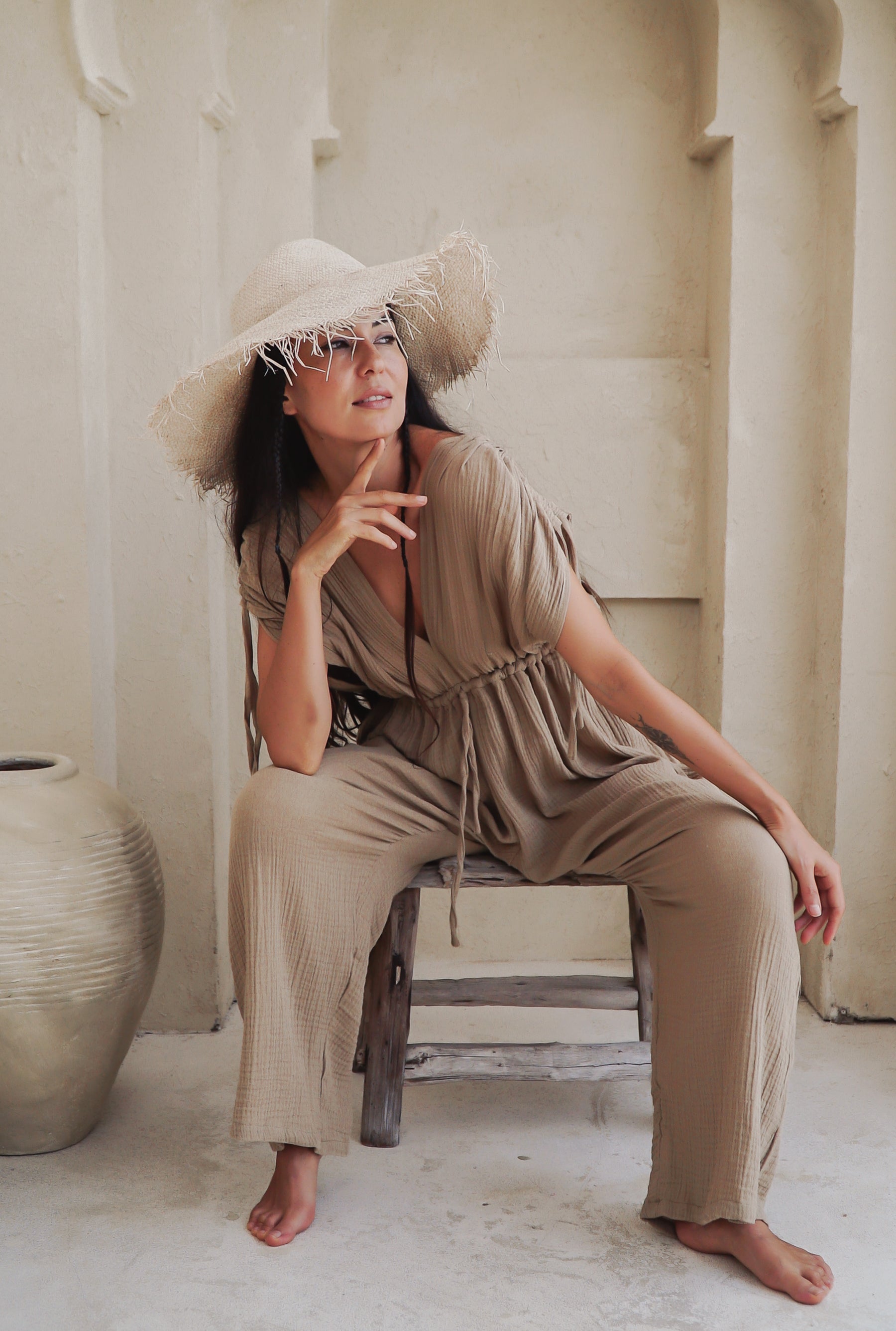 Organic cotton gauze jumpsuit