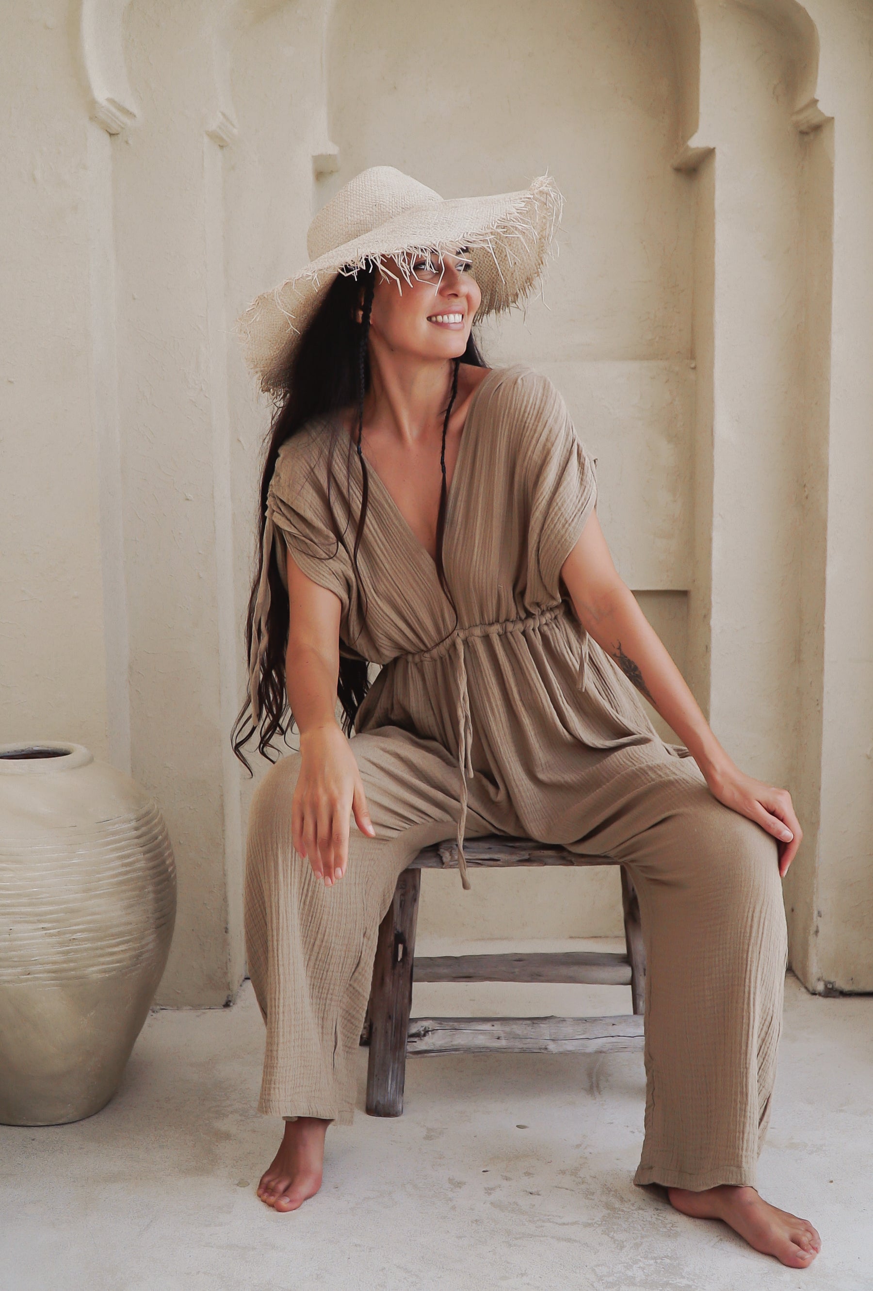 Organic cotton gauze jumpsuit