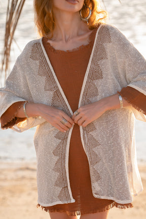 block print mesh kimono