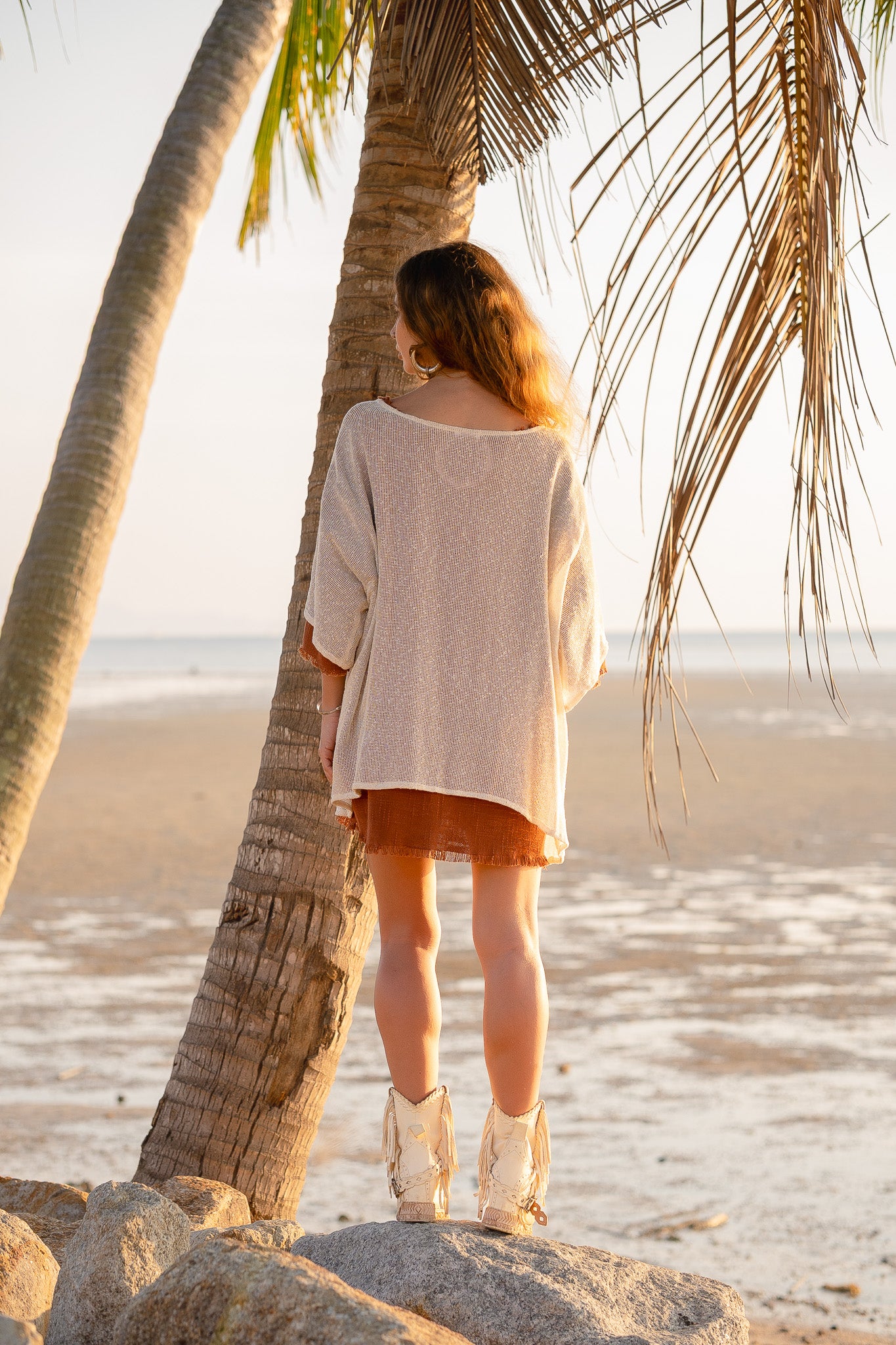 block print mesh kimono