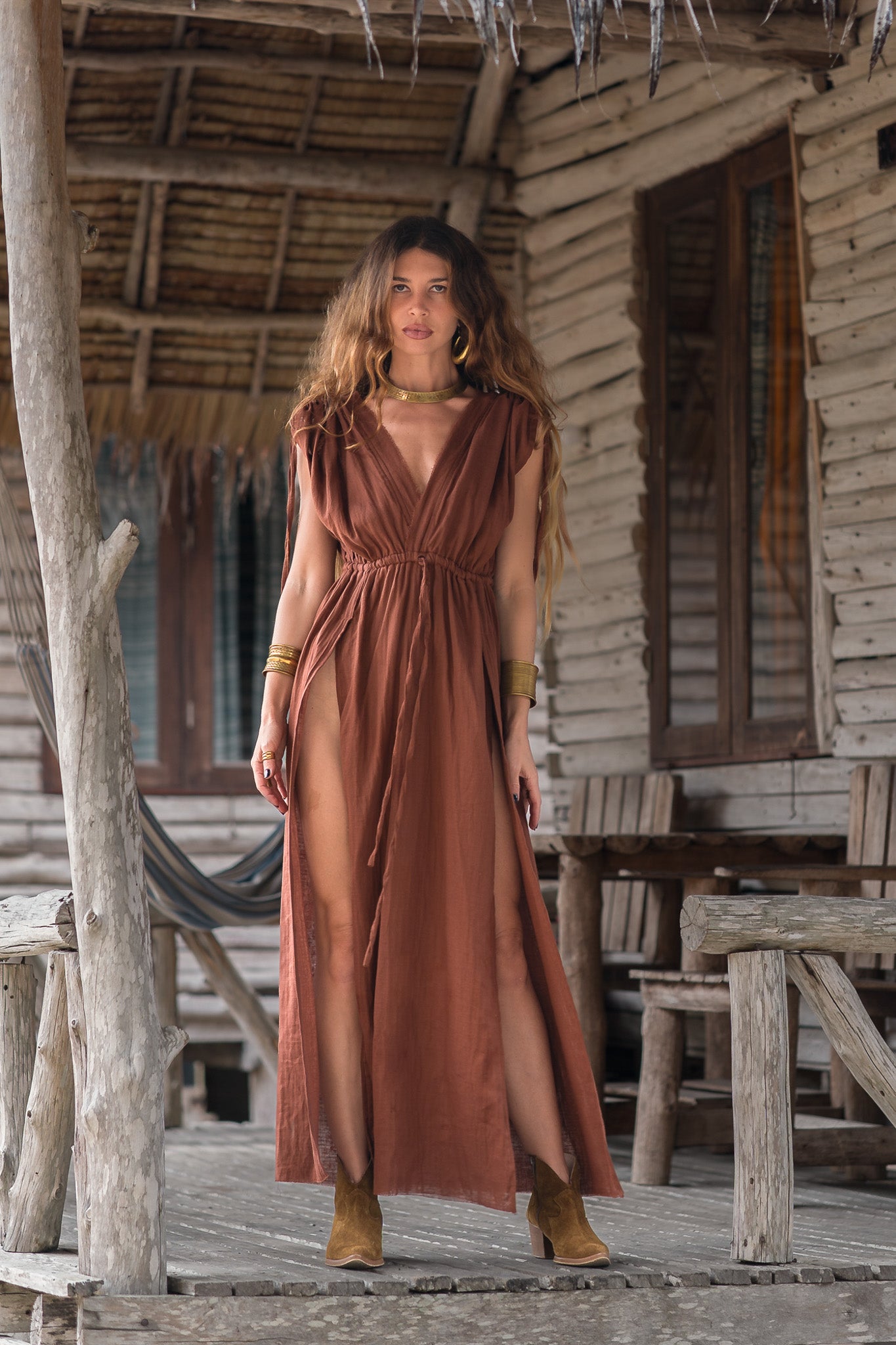 Long cotton gauze dress