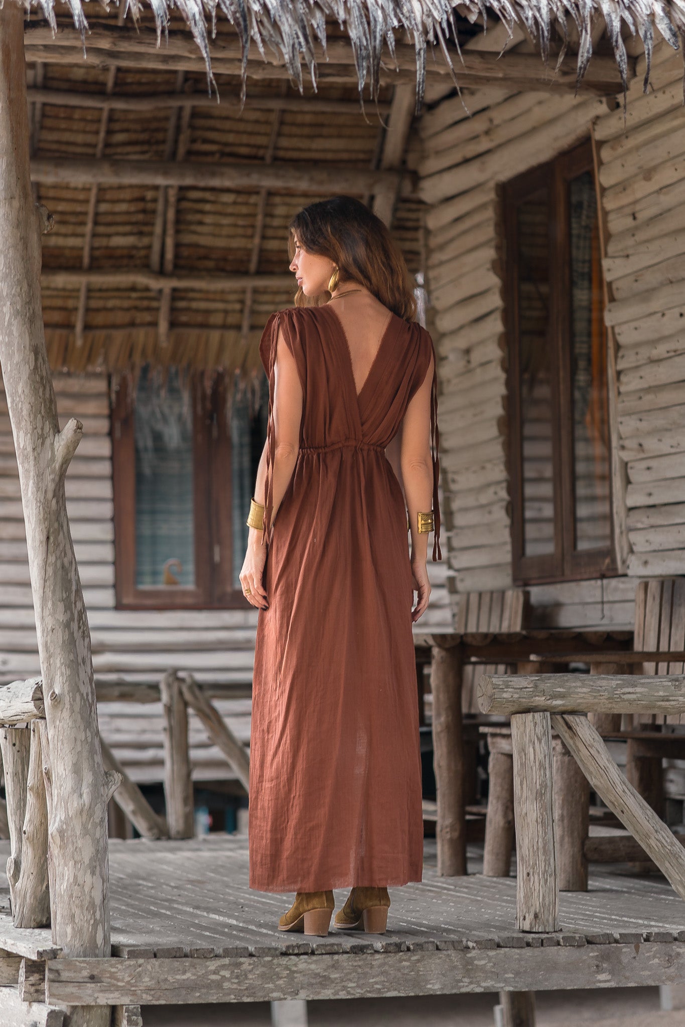 Long cotton gauze dress