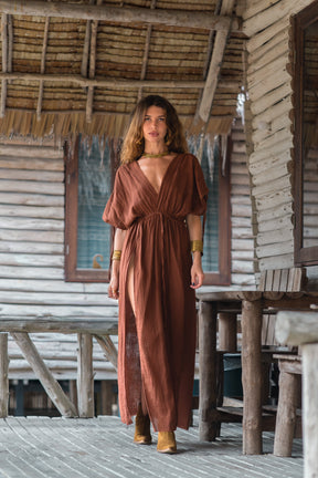 Long cotton gauze dress