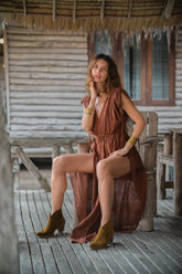 Long cotton gauze dress