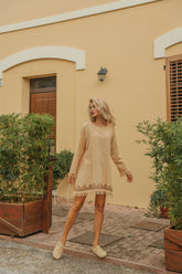 Robe manche longue frange