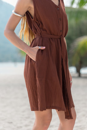 Robe chemise gaze de coton