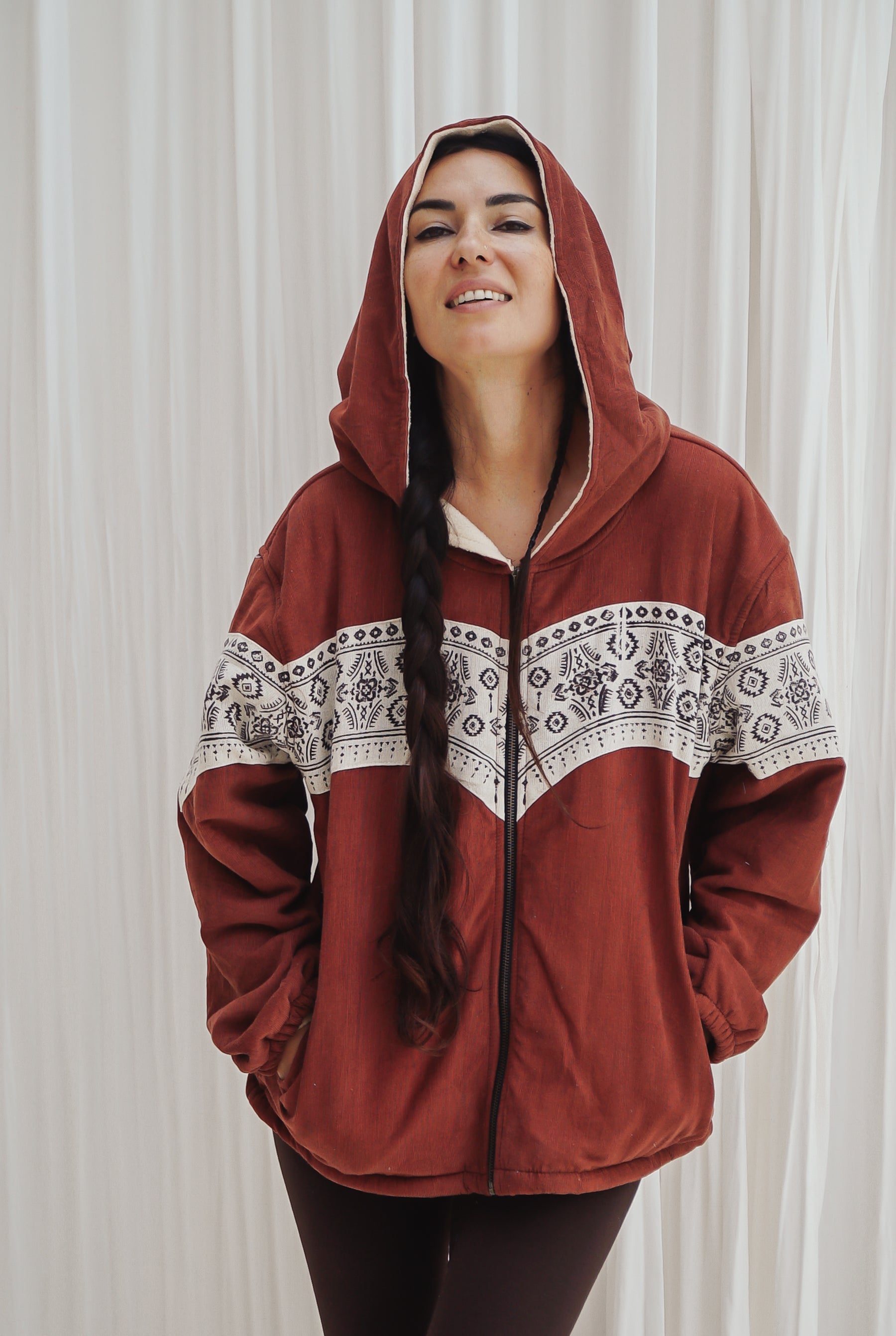 Ethnic fleece coat