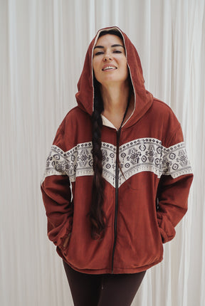 Ethnic fleece coat