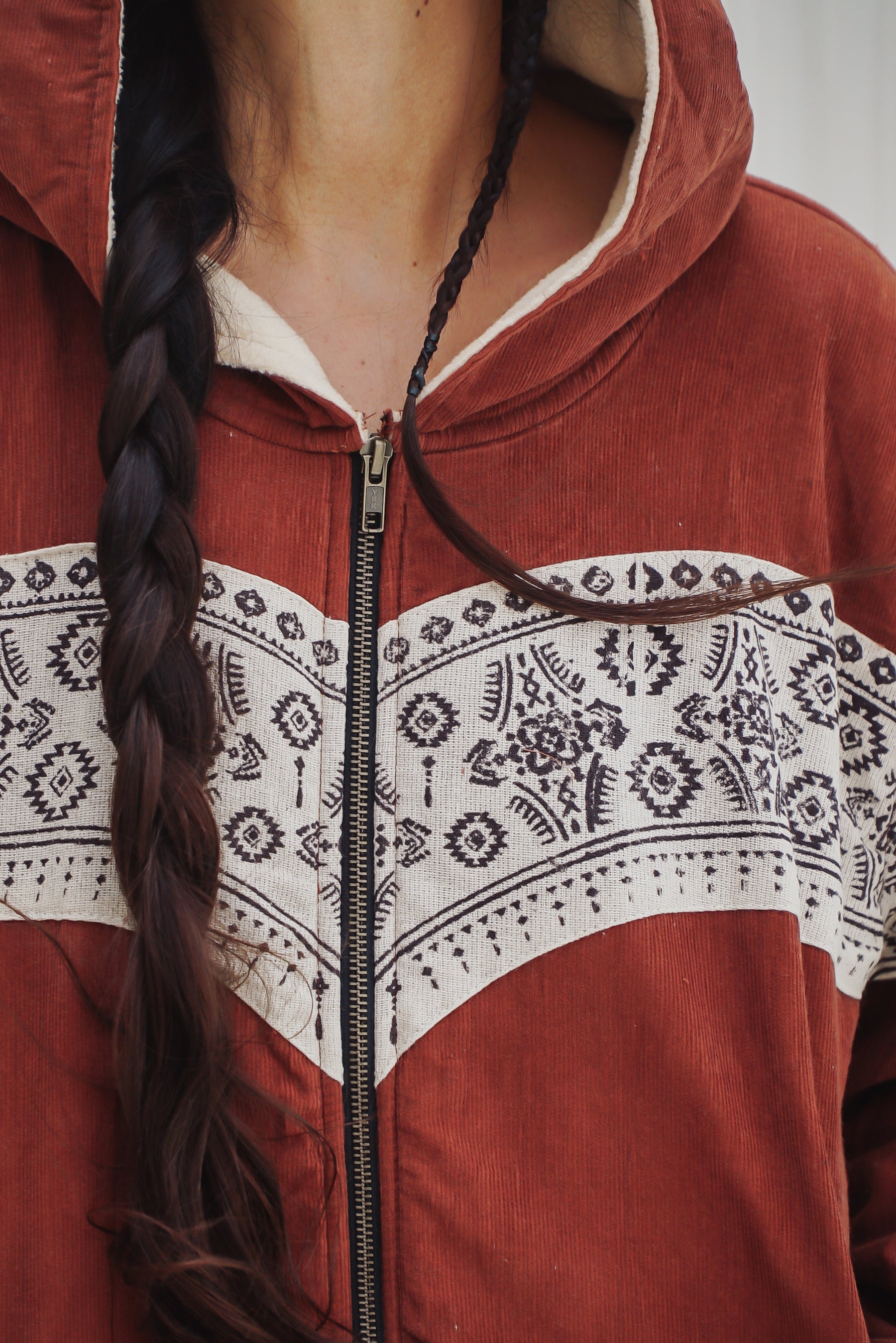 Ethnic fleece coat
