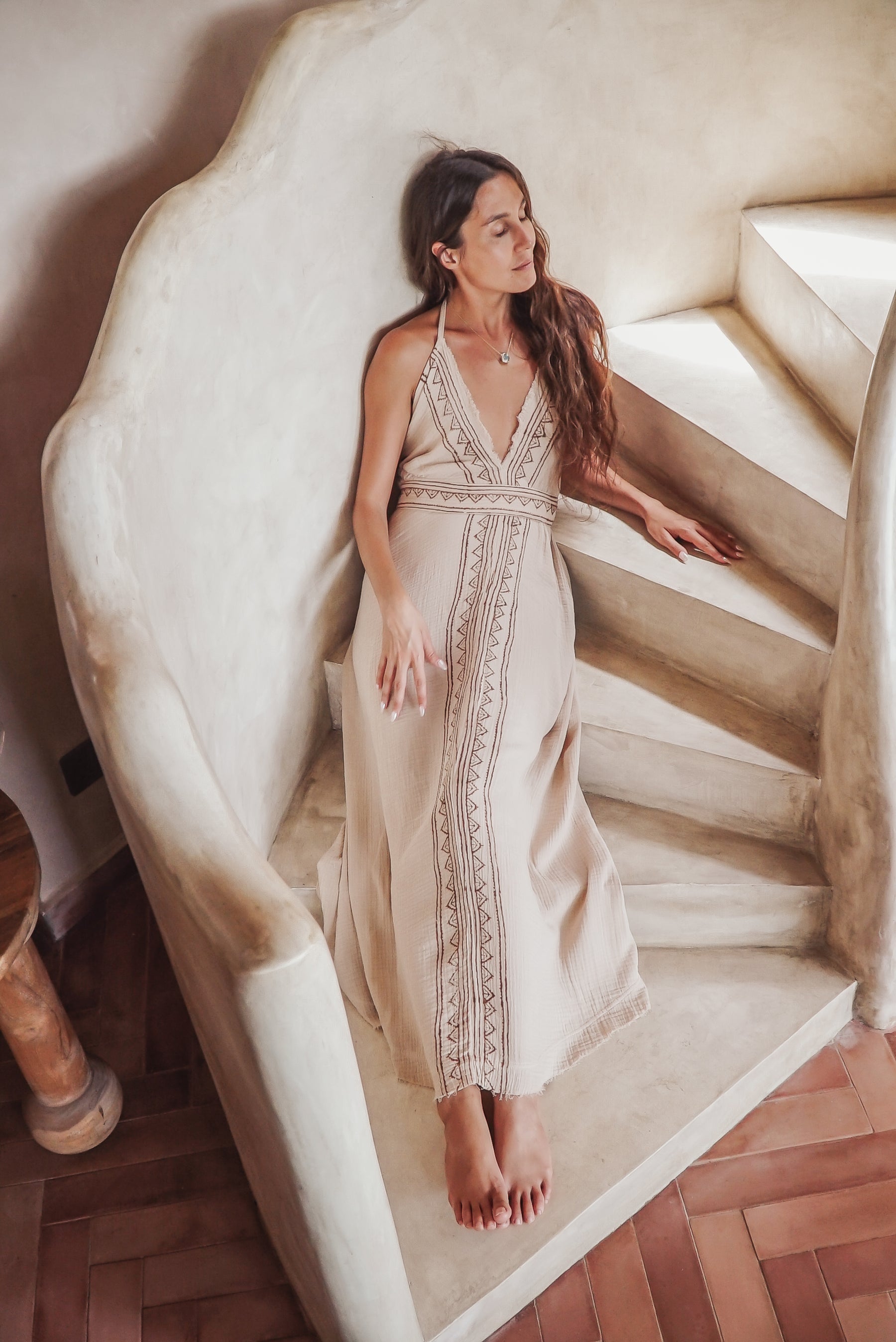 block print maxi dress