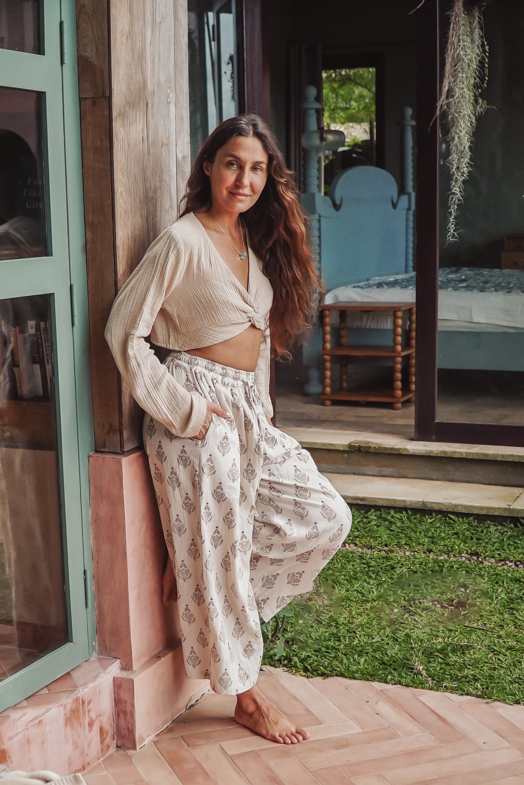 Pantalon ample block print