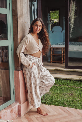 Pantalon ample block print