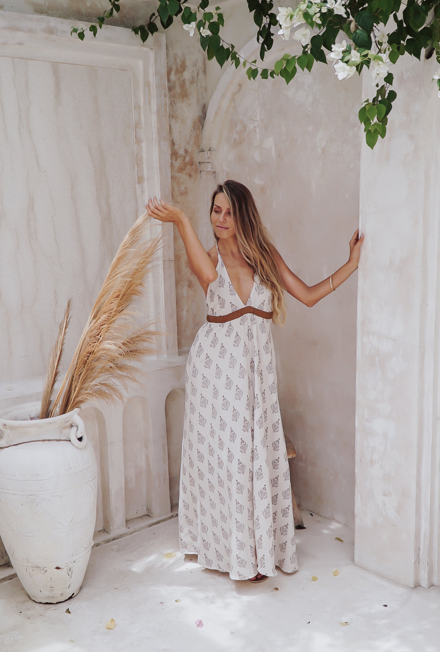 block print maxi dress