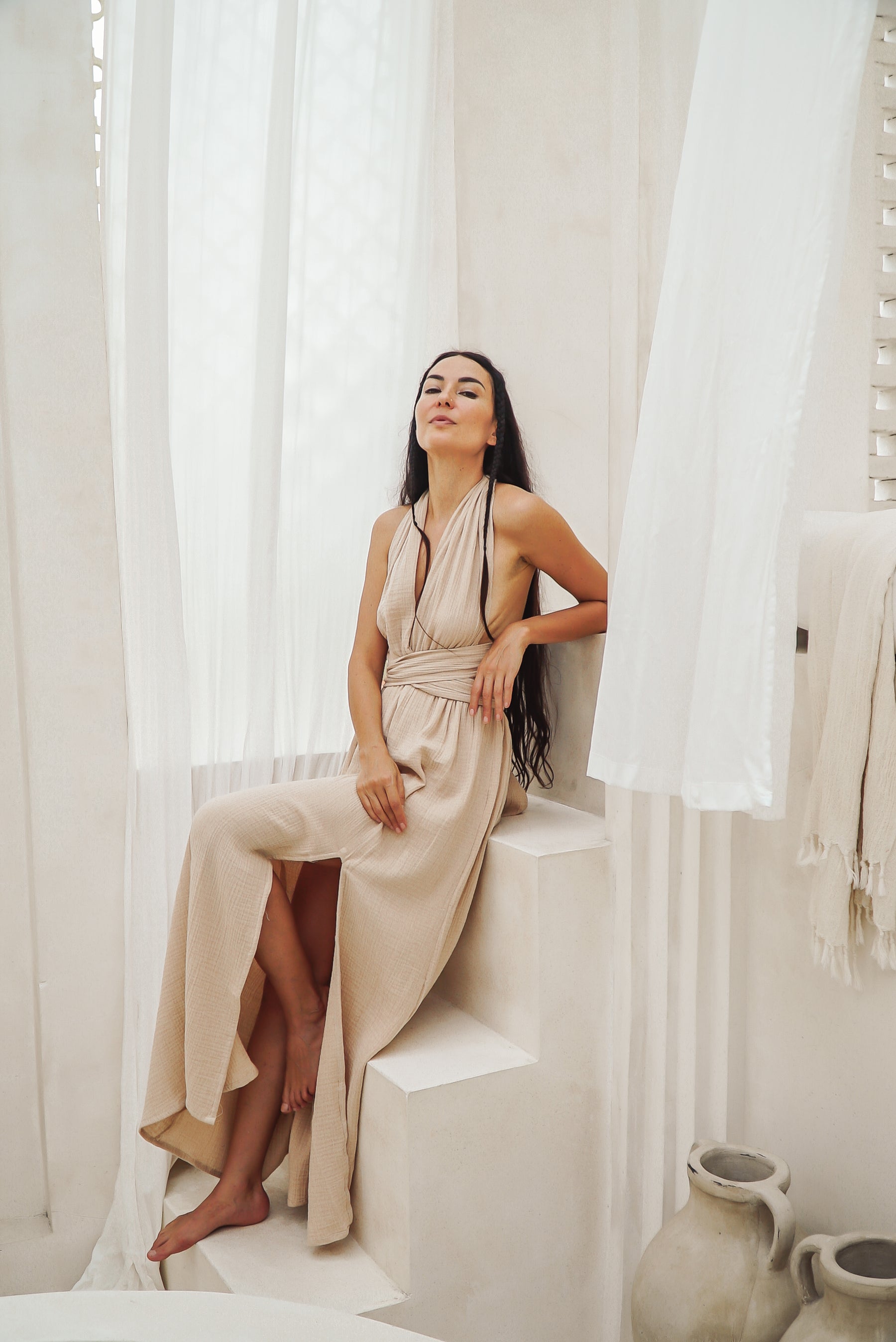 Robe longue gaze de coton bio