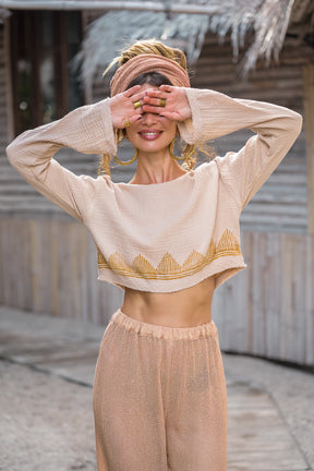 Crop top block print