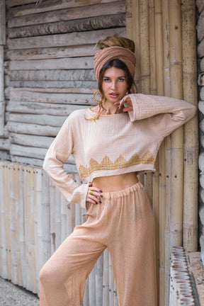 Crop top block print