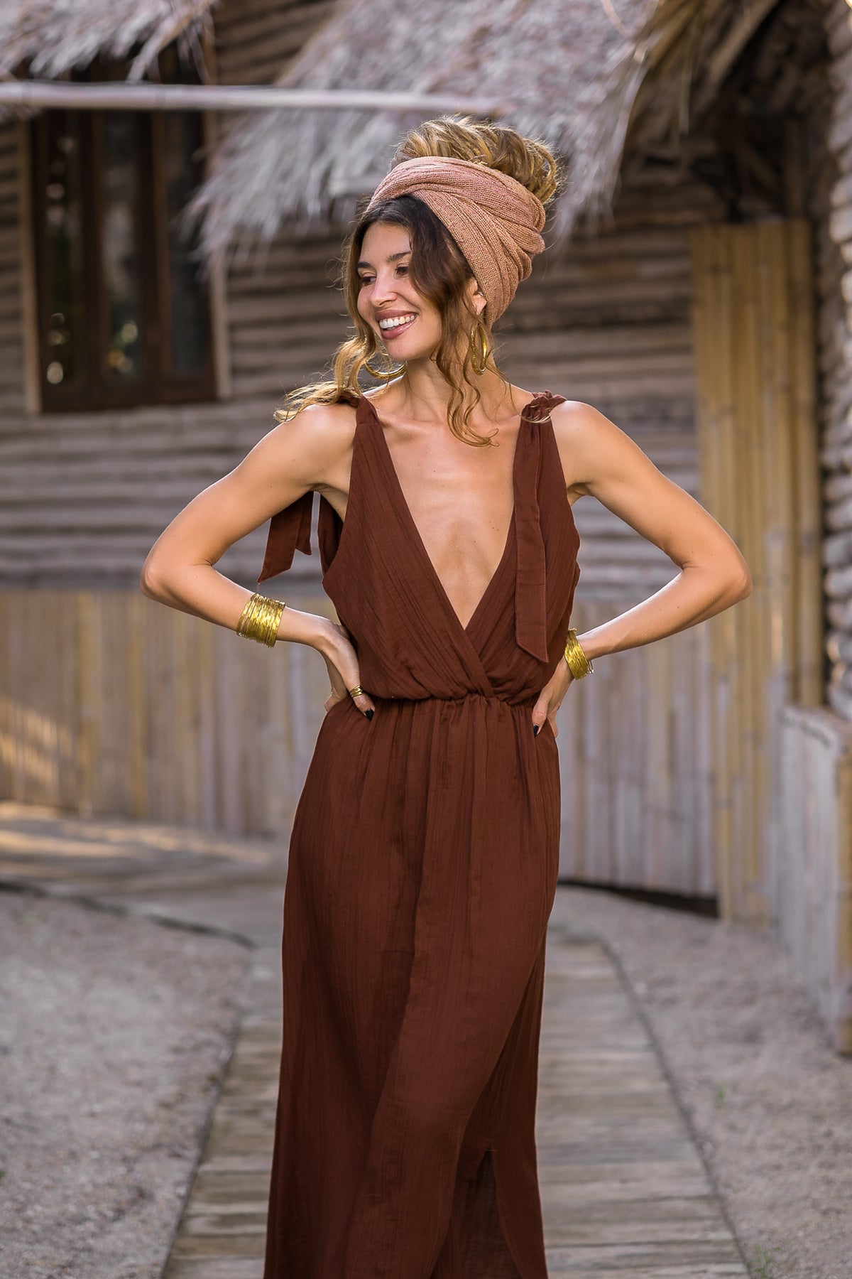 Boho cotton gauze dress