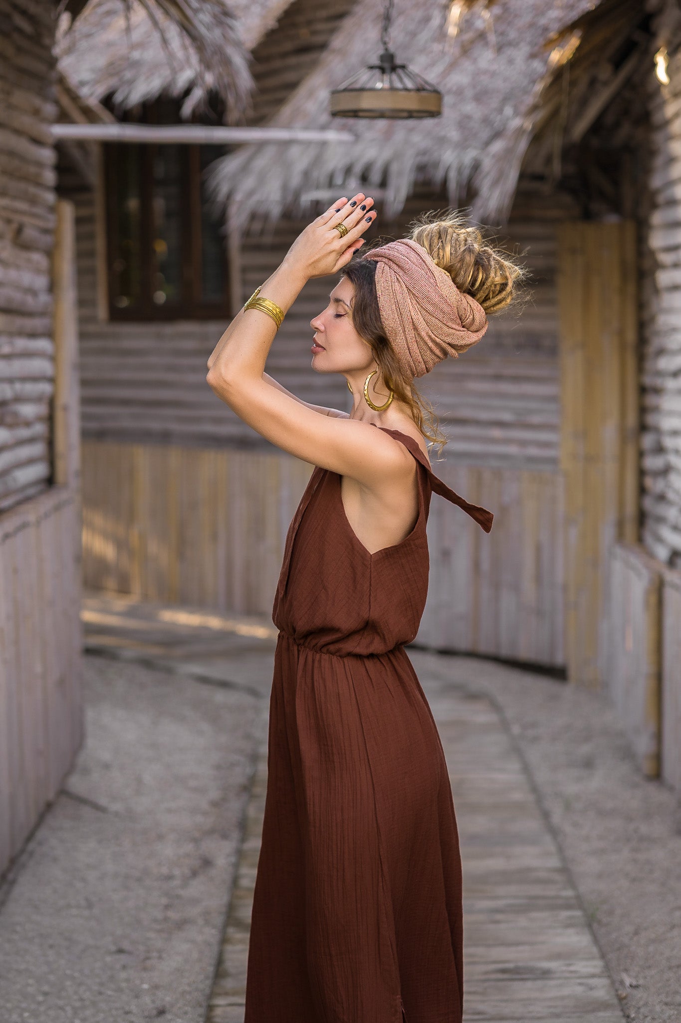 Boho cotton gauze dress