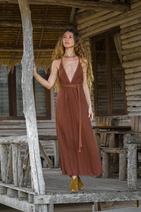 Braided cotton gauze dress