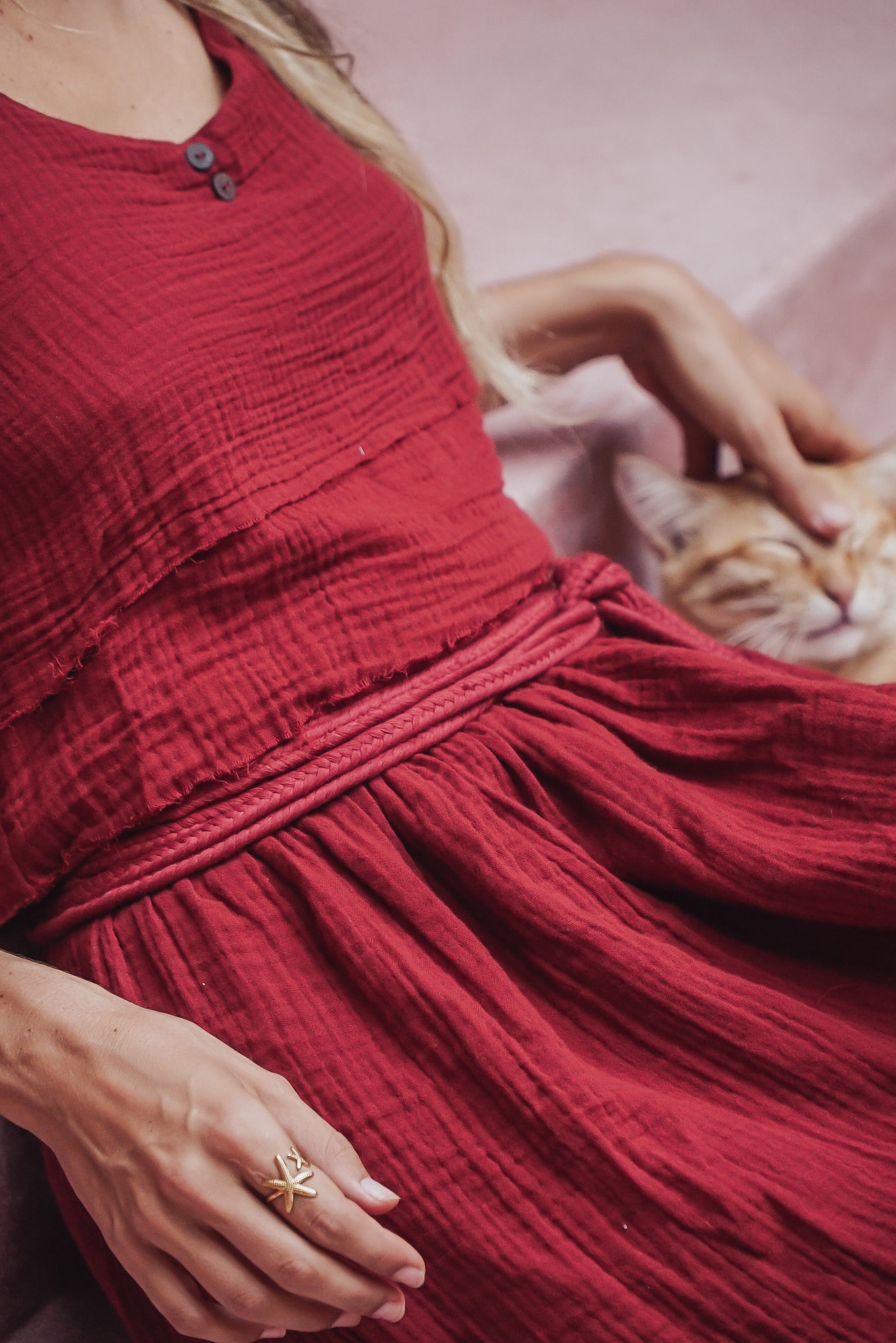 Crop top gaze de coton