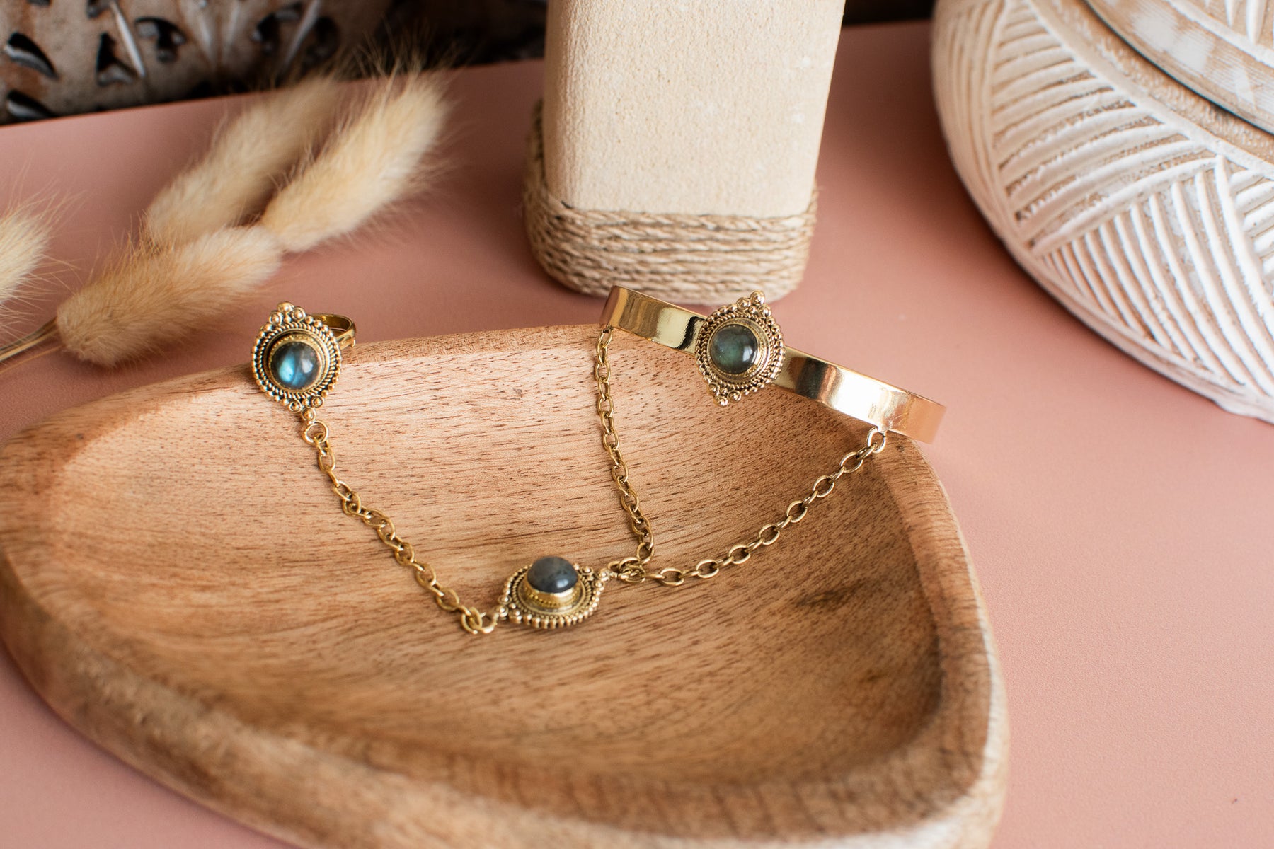 bracelet bague labradorite