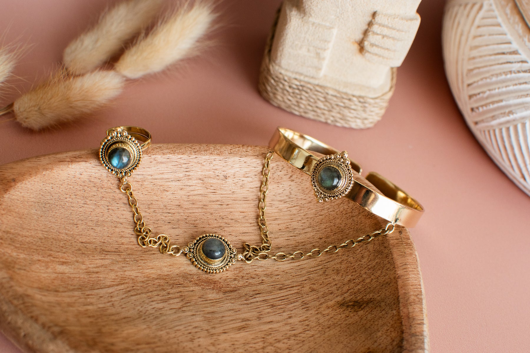 bracelet bague labradorite