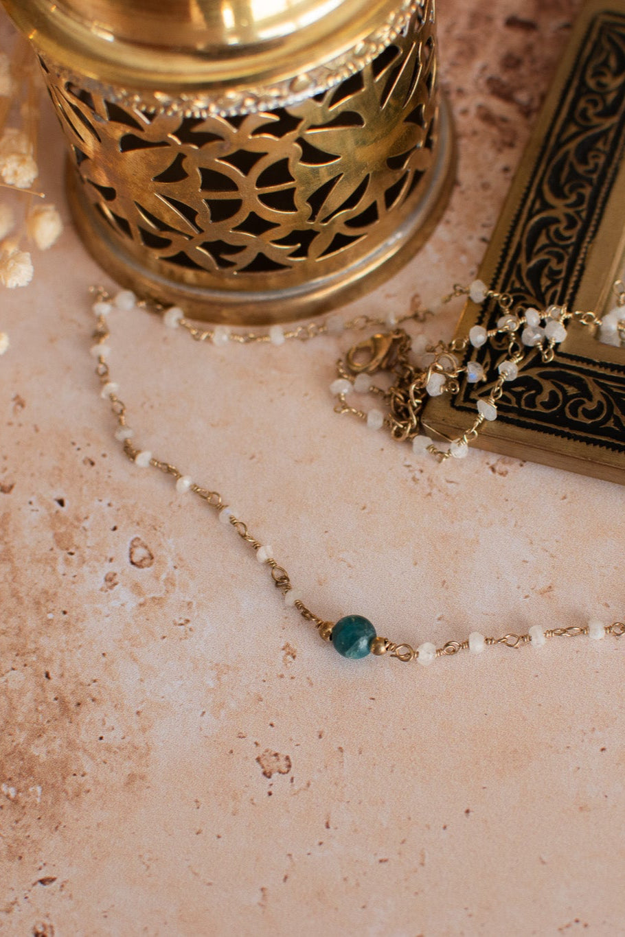 Chaine labradorite/pierre de lune