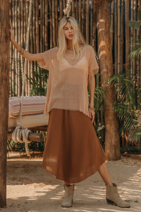 Long cotton gauze skirt