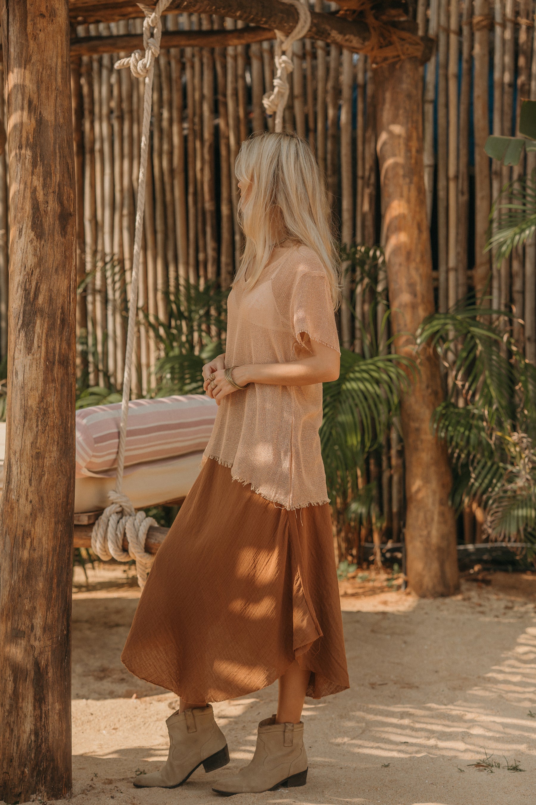 Long cotton gauze skirt