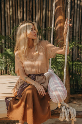 Long cotton gauze skirt