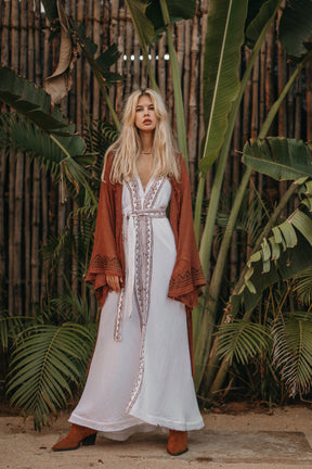 Robe longue block print